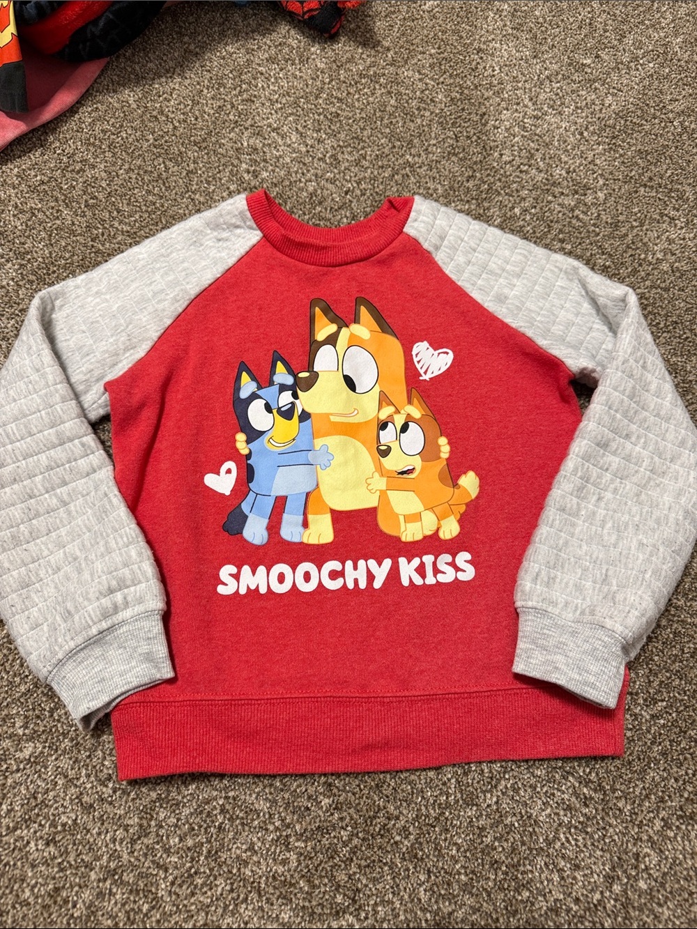 Red 'Smoochy Kiss' Kids BLUEY Crewneck